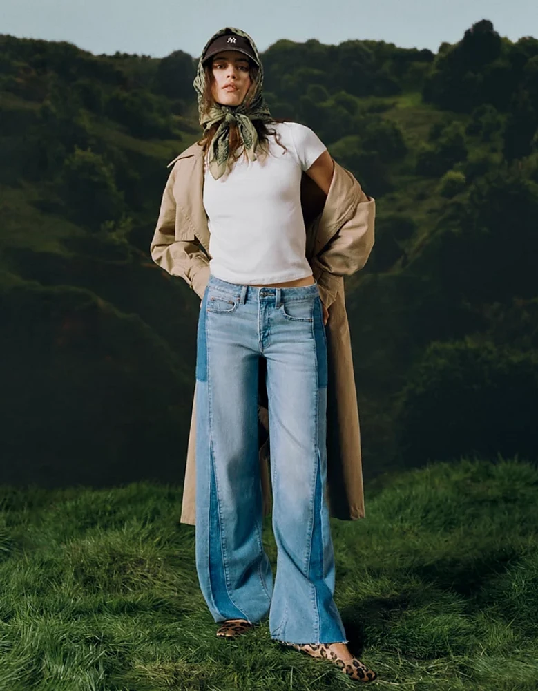  AE Dreamy Drape Stretch Patchwork Low-Rise Baggy Wide-Leg Jean