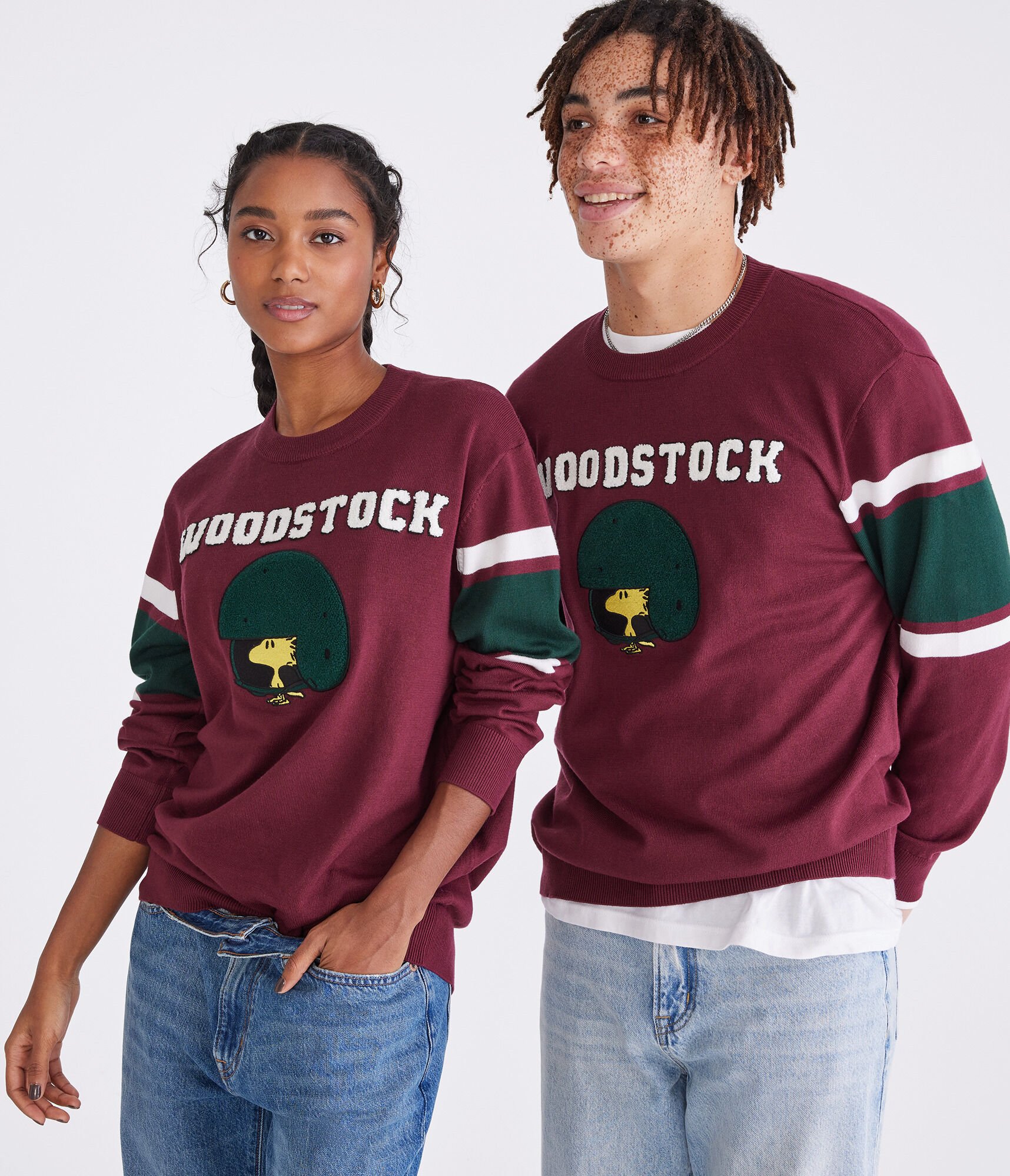  Peanuts® | Aéropostale Woodstock Football Helmet Crew Sweater