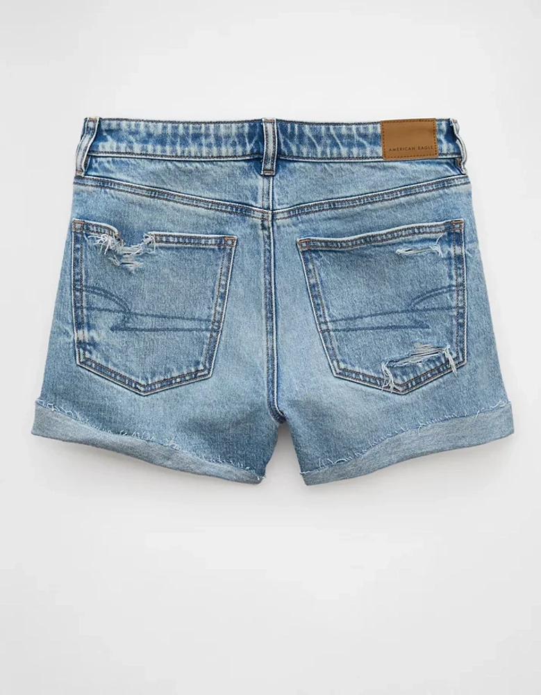 AE Stretch Ripped Denim Mom Short